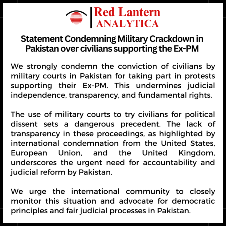 Statement Condemning Military Crackdown in Pakistan over civilians supporting the Ex-PM