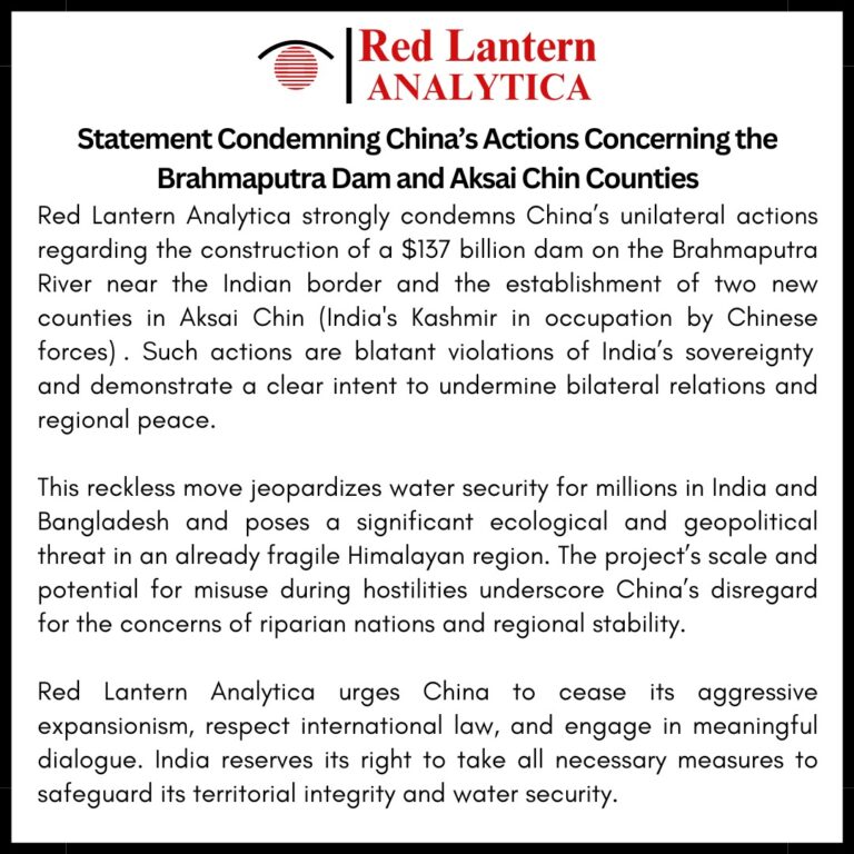 Statement on China’s Actions Concerning the Brahmaputra Dam and Aksai Chin Counties