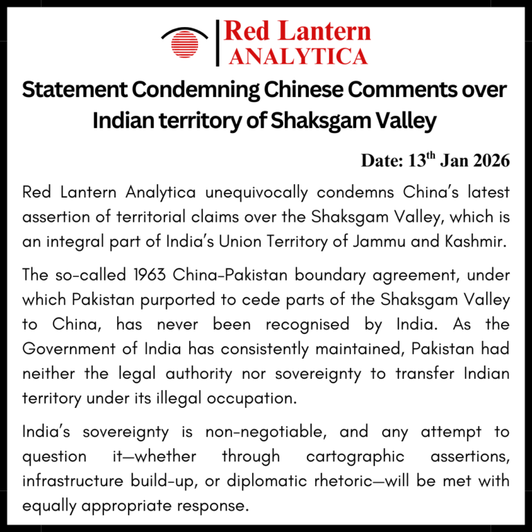 Statement Condemning Chinese Comments over Indian territory of Shaksgam Valley